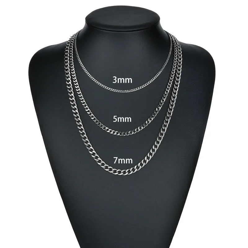 Men's Stainless Steel Basic Chain Necklace Titanium Steel Jewelry 3MM/5MM/7MM Cuban Chain For Women Fashion Jewelry Accessories