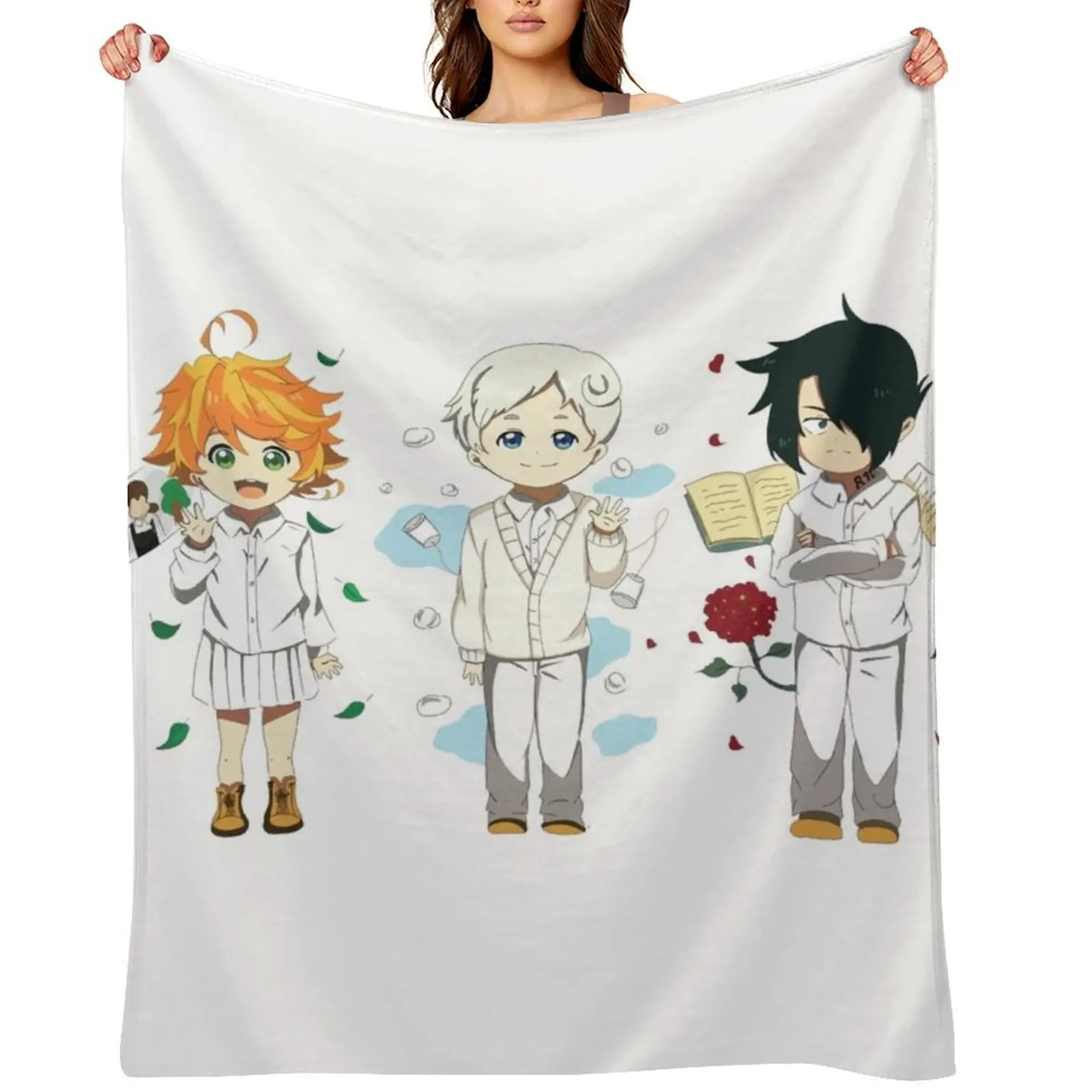 the promised neverland Throw Blanket Flannels Sofa Throw For Baby For Sofa Thin Blankets