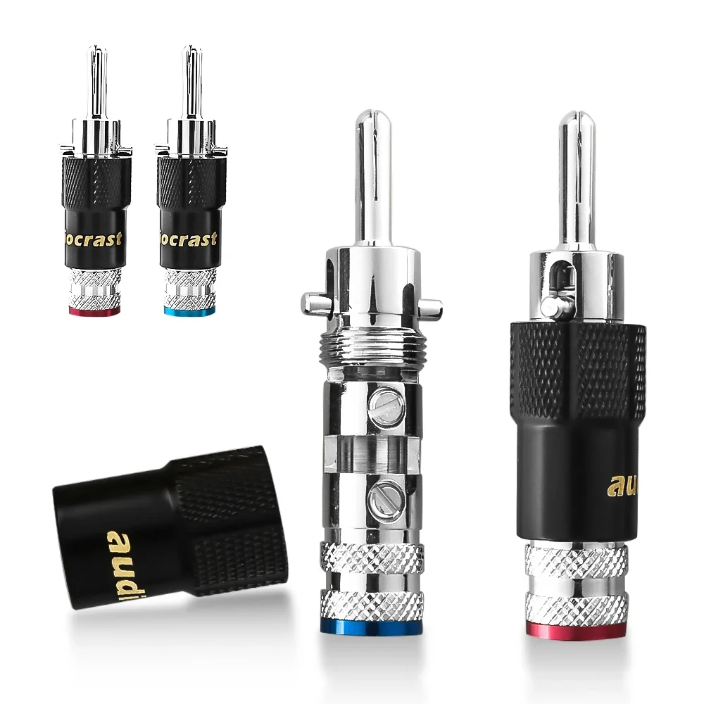 Rhodium Gold Plated Banana Audio Plug Screw Lock Connector To 10mm Speaker Cable High Conductivity DIY HiFi Audio Wire Terminal