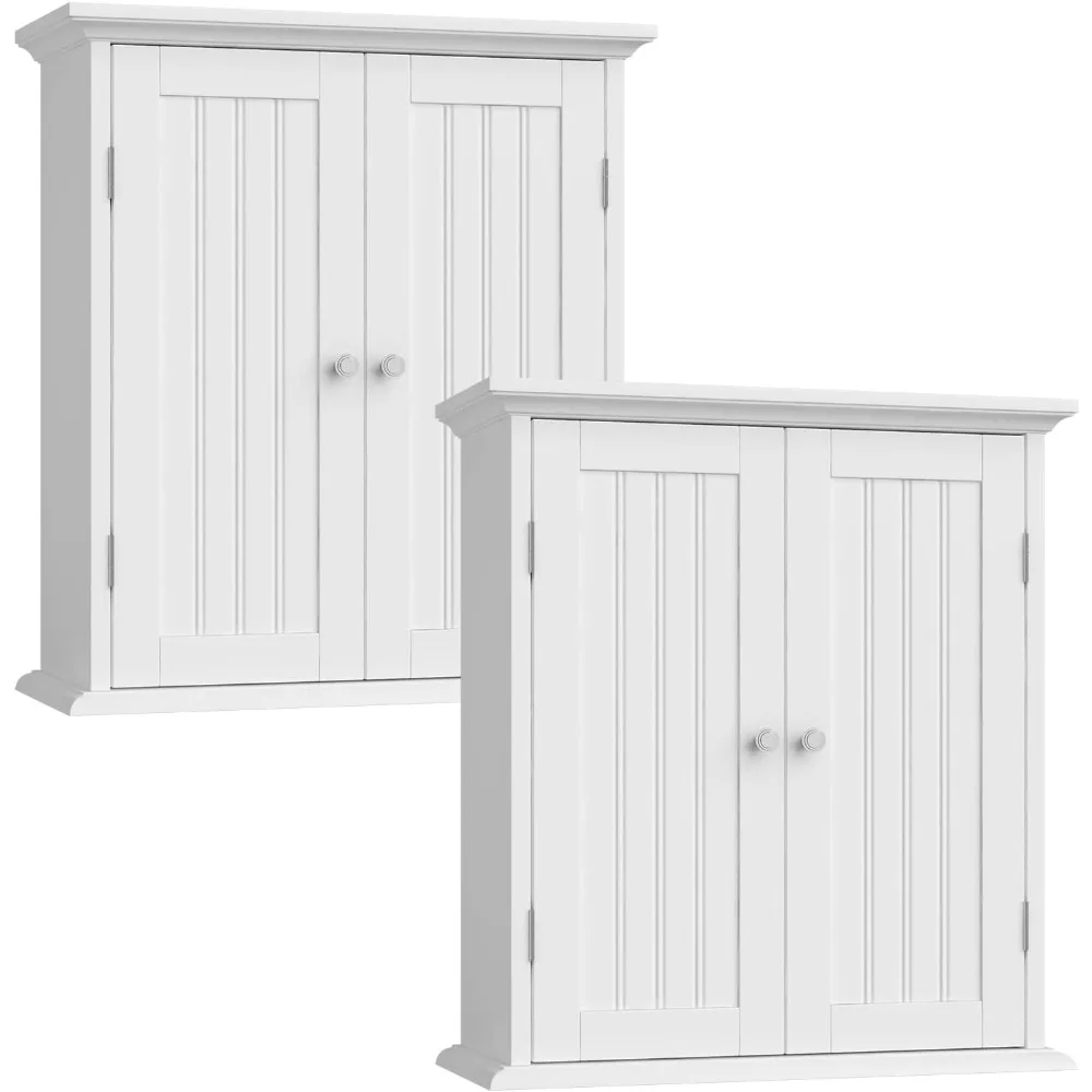 Bathroom Wall Cabinet Set of 2, Over The Toilet Space Saver Storage Cabinet, Medicine Cabinet with 2 Door and Adjustable Shelve