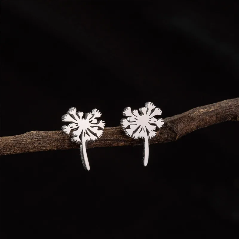 Minimalist Golden Stainless Steel Earrings Women Multiple Style Heart Scissor Glasses Dandelion Stud Earings Girls Birthday Gift