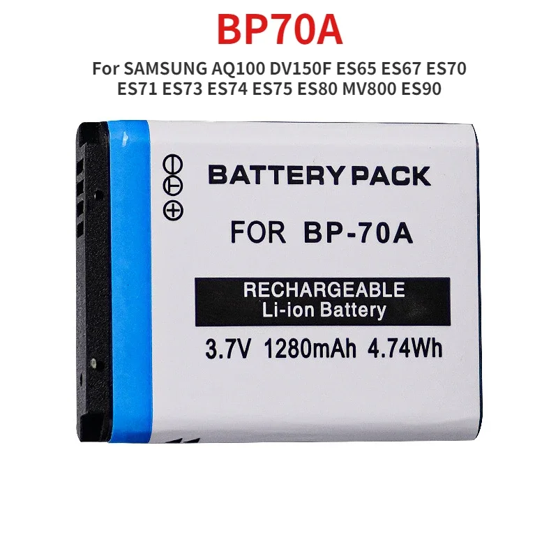 1280mAH High Quality BP70A BP*70A Battery For SAMSUNG AQ100 DV150F ES65 ES67 ES70 ES71 ES73 ES74 ES75 ES80 MV800 ES90