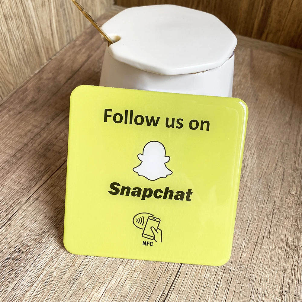 

3.93" Epoxy Waterproof Follow us on Snapchat Facebook Instagram NFC Plate Google Review Trustpilot Tripadvisor Review Sticker
