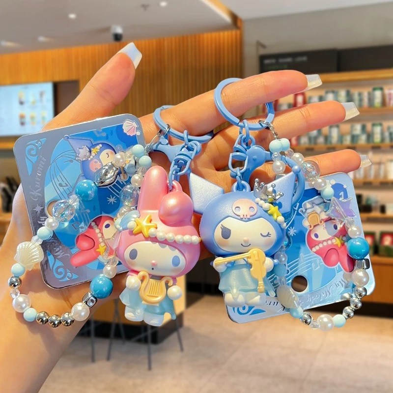 Genuine Sanrio Kuromi Song of The Sea Serie Keychain Iridescent Beaded Bracelet Couple Bag Charm Sweet Gifts Birthday Festivals view 2