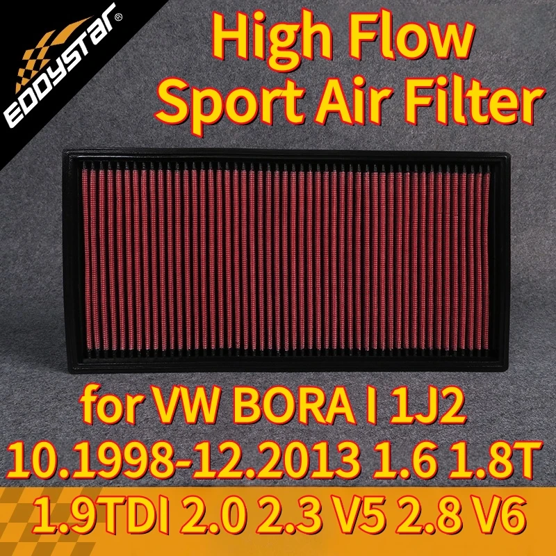 

High Flow Sport Air Filter for VW BORA I 1J2 10.1998-12.2013 1.6 1.8T 1.9TDI 2.0 2.3 V5 2.8 V6 Washable Racing Intake Filters