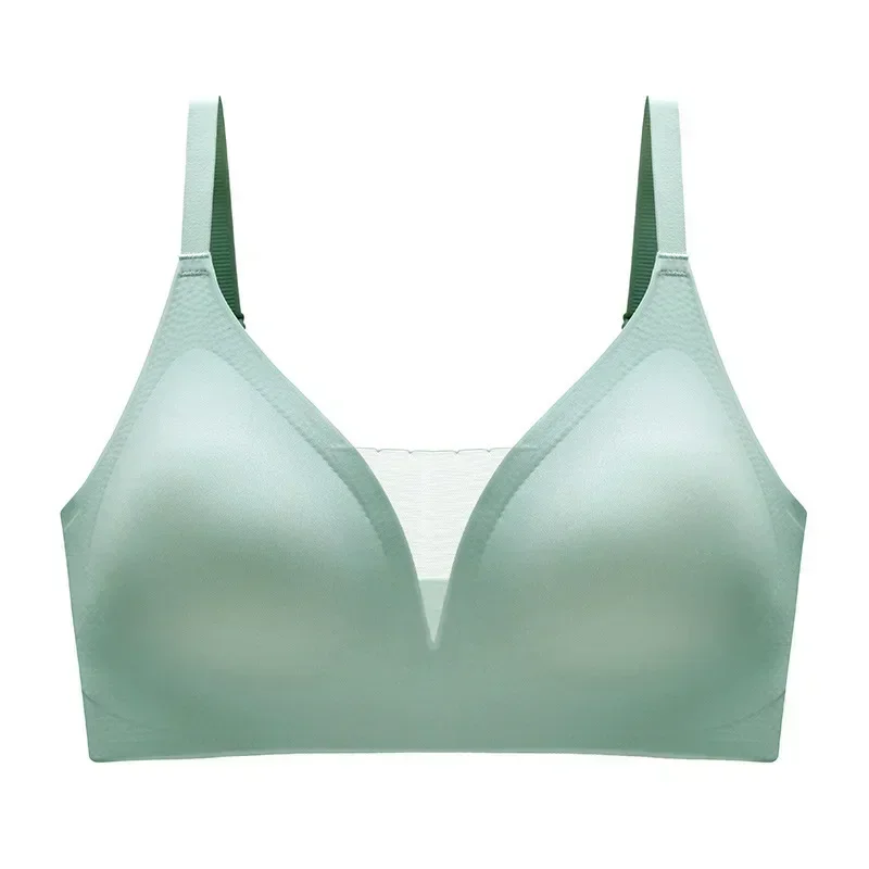 Latex Seamless Underwear Women No Steel Ring Lace Tube Top Gathered Sports Pure Color Bra Breastfeeding Anti-sagging Bra