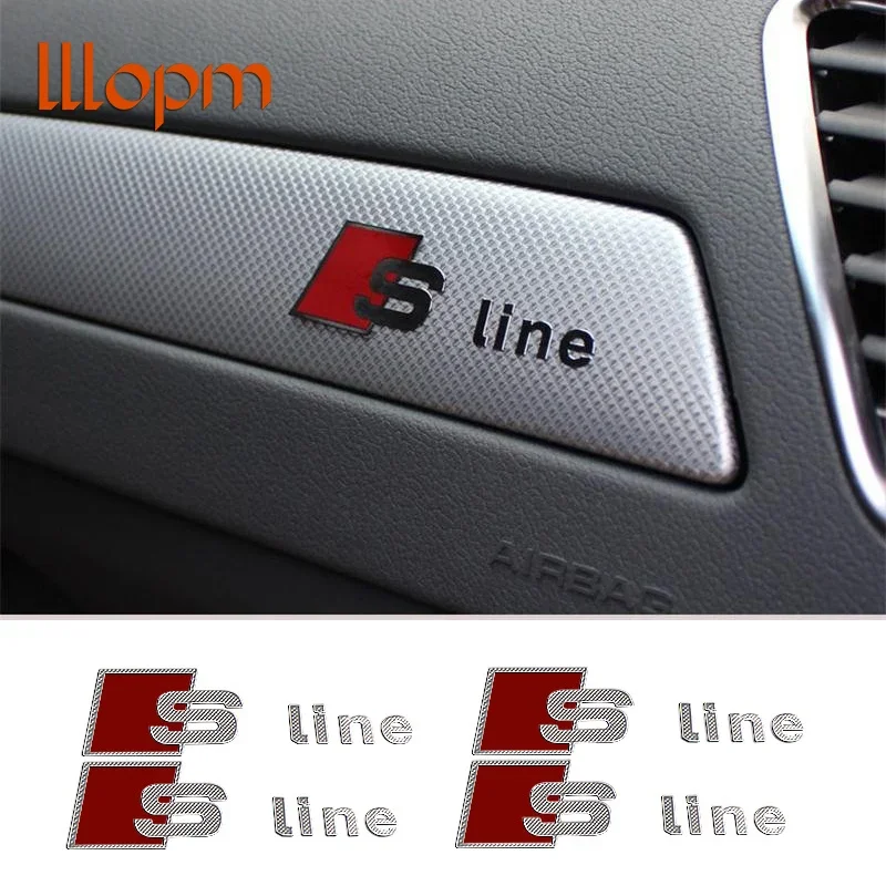10 قطعة الألومنيوم ملصقات السيارات الداخلية Sline شارات شعار الديكور لأودي C5 C6 C7 A4 B6 B8 B7 A6 A3 A5 Q3 Q5 اكسسوارات