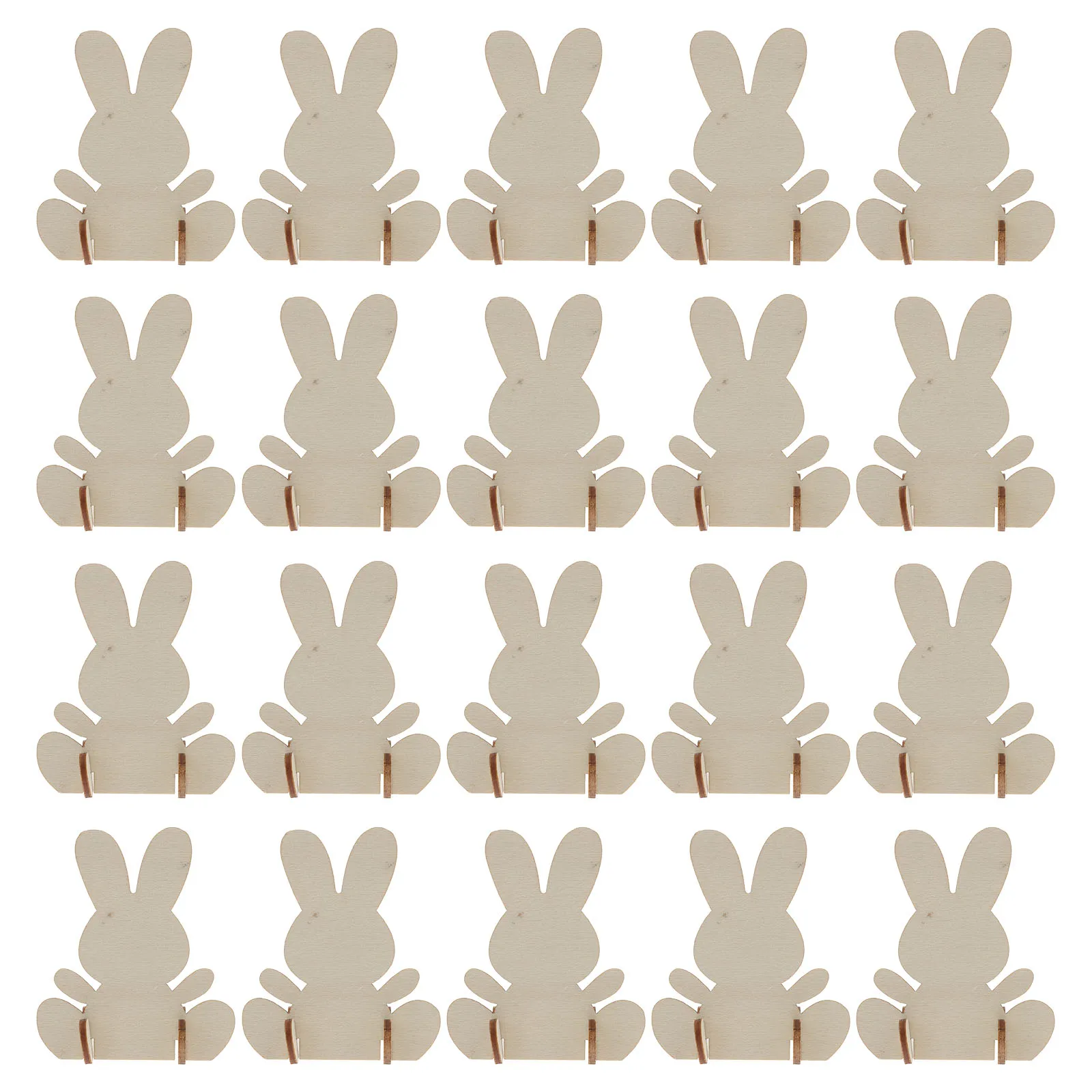 

20 Pcs Wooden Easter Bunny Ornaments Craft Decorations Rabbit Shape DIY Party Home Accessories Sewing Tools Rabbit Wood