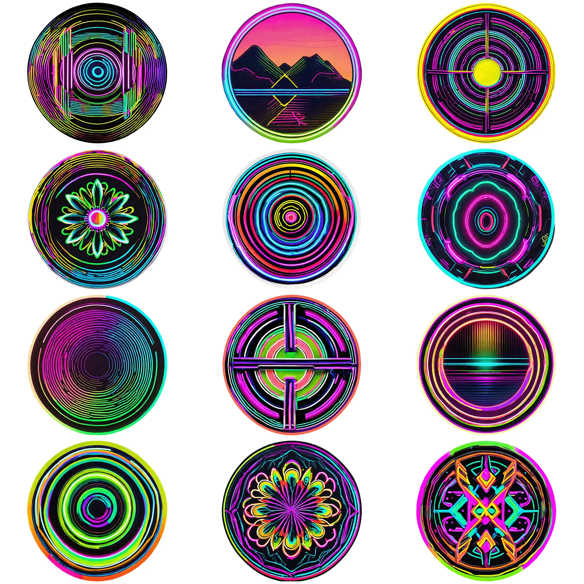 50 pieces of neon circular stickers Whimsical and Colorful 50 Pieces Stickers for Decoration