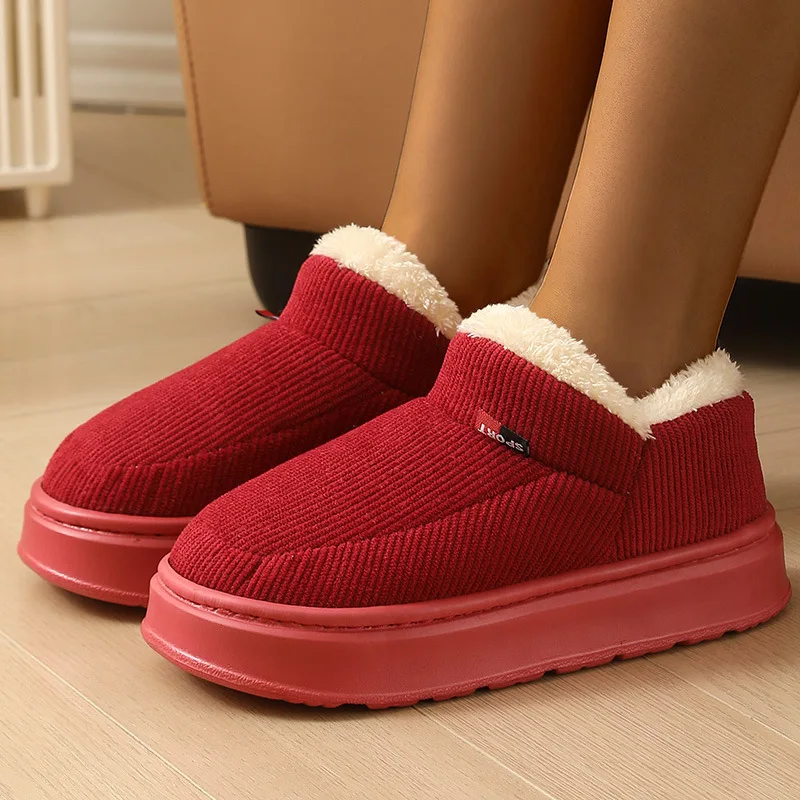 Unisex Winter-Plüsch-Schneestiefel mit Warmer Dicker Sohle für Innen- und Außenbereich Rutschfeste Hausschuhe – Detail 21