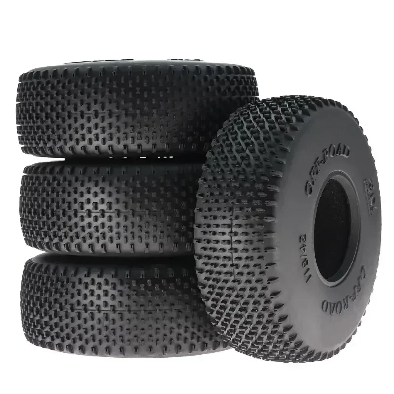 

1.9" RC Crawler Tire Skins for SCX10 TRX4 D90 - 118mm OD 42mm Wide Soft Natural Rubber Tires with Mini Lug Tread - 4PCS