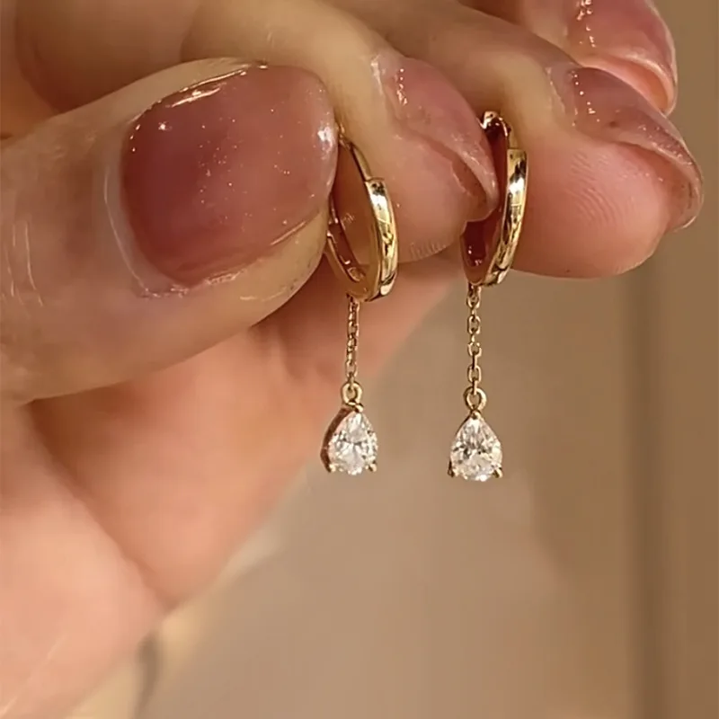 

Ins Popular 925 Silver D VVS Moissanite 0.5ct Ear Drop Dangles Women Men Luxury Fine Jewelry AU750 Real Gold Tassel Earring Gift