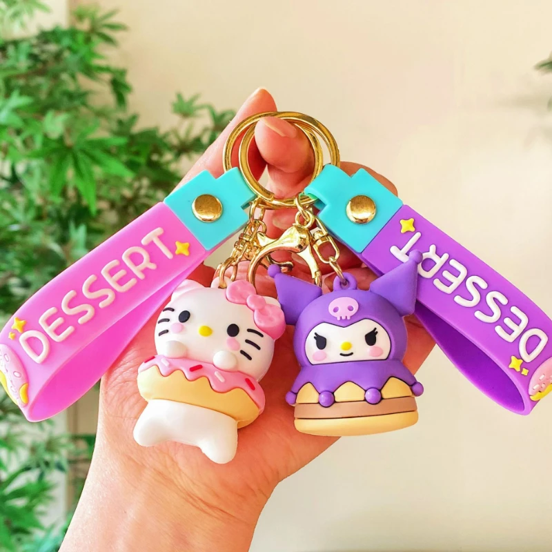 Sanrio's New Donut Kuromi Kuromi Keychain Pendant Couple Car Accessories School Bag Decoration Children's Christmas Gift