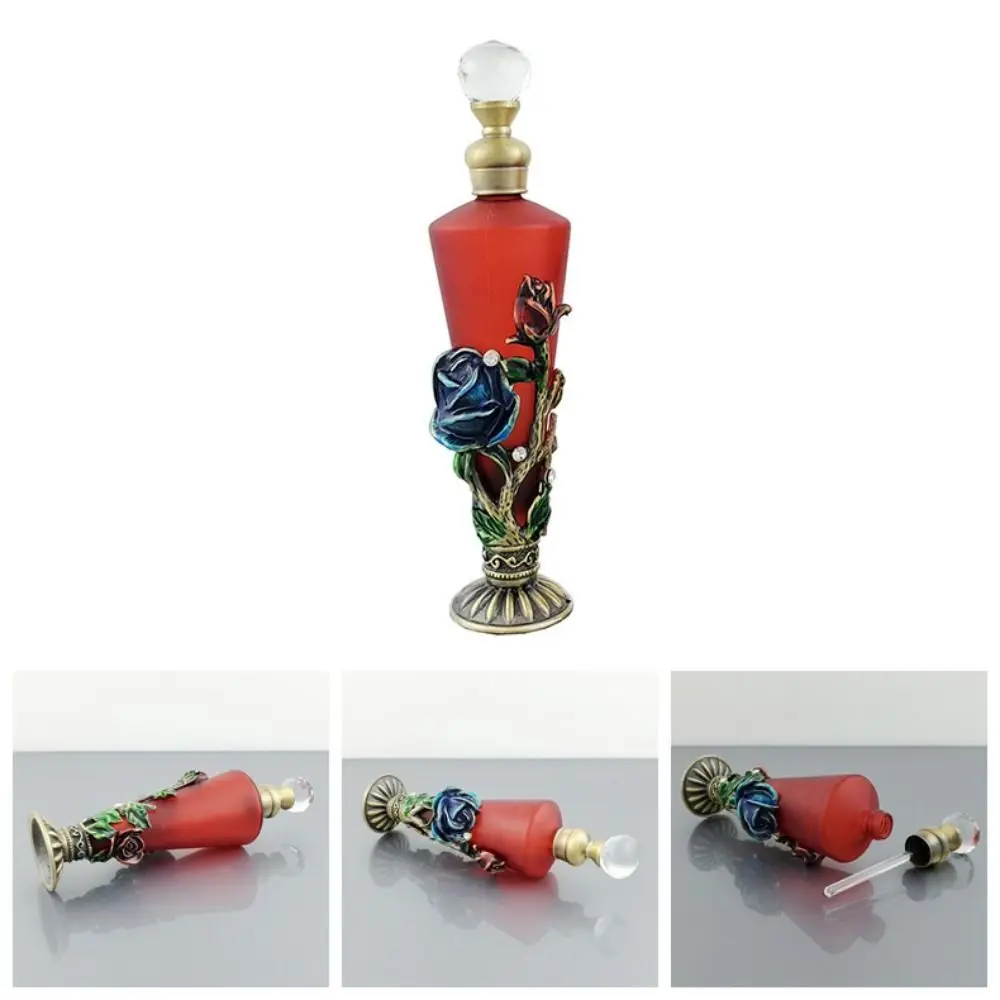 Tubo de garrafa vazia vintage recarregável, recipiente de óleo de essência, decoração de capina de rosa, garrafas conta-gotas de óleo de vidro, decoração de quarto