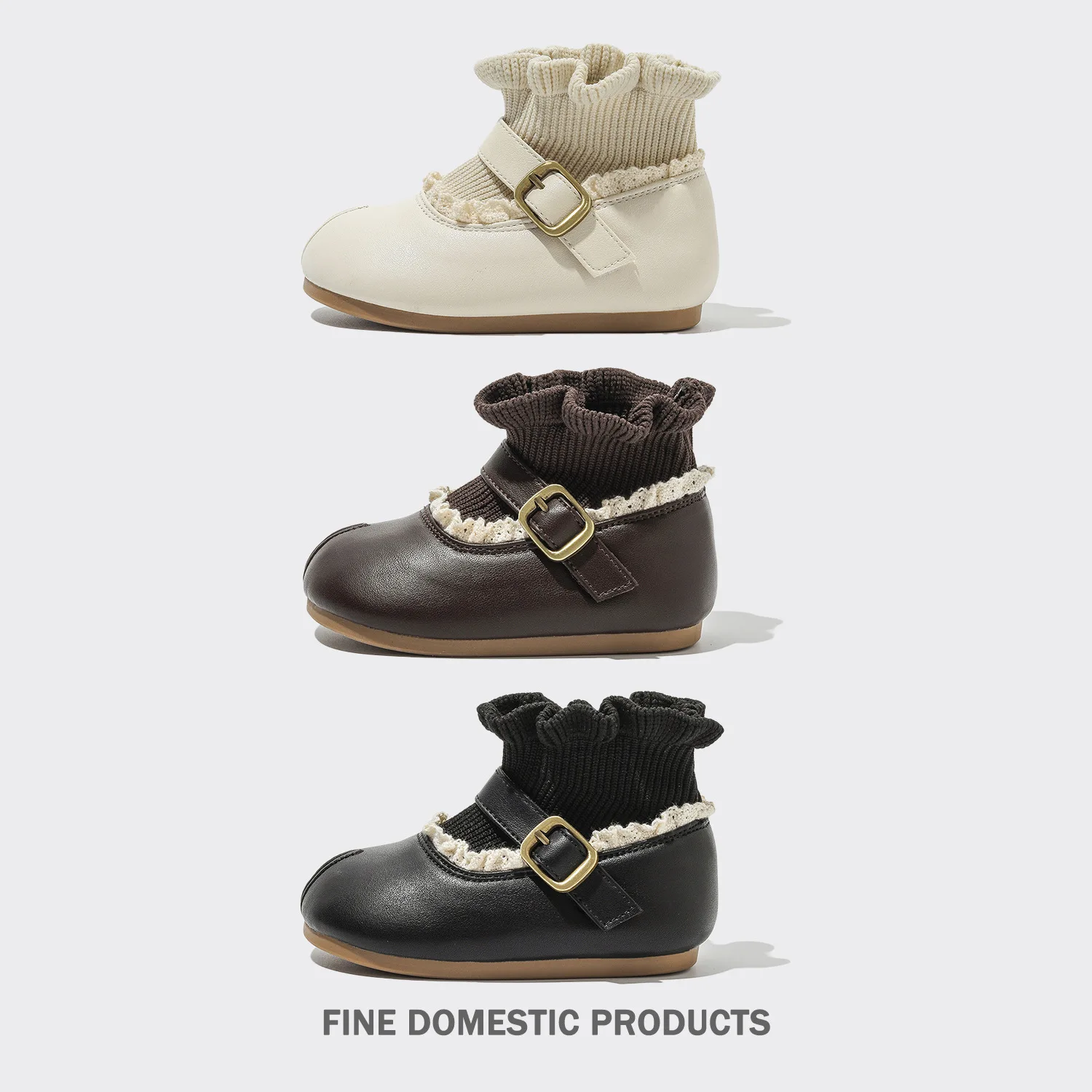 Baby autumn and winter new girls non-slip children's toddler shoes leather boots girl baby year old toddler shoes Velcro