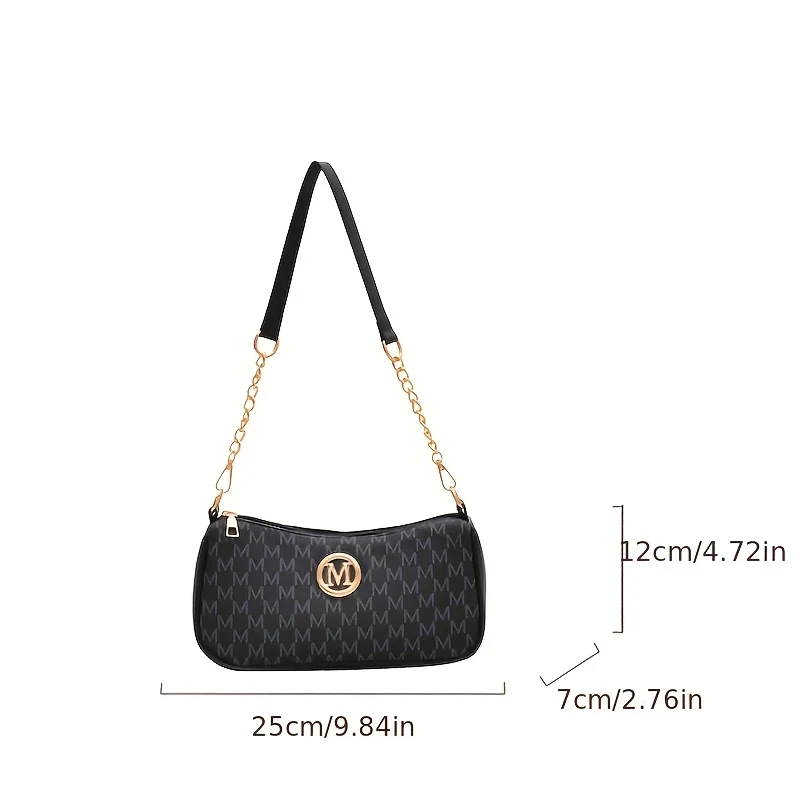 Französischer Retro-Unterarmtaschen-Stil für Damen, neues Modell mit Buchstabendruck, kleine quadratische Umhängetasche mit Kette, Einzel-Schulterhandtasche, perfekt für Damen, verstellbarer Umhängeriemen mit m-Logo – Schultertasche mit Reißverschluss, geeignet für den täglichen Arbeitsweg und Freizeitausflüge, hellbraun/weiß/schwarz, multifunktionale Handtasche, modisches Accessoire, stilvolle Handtasche, elegantes Einkaufsgeschenk für Damen, perfekt zum Einkaufen und Verschenken. – Detail 5