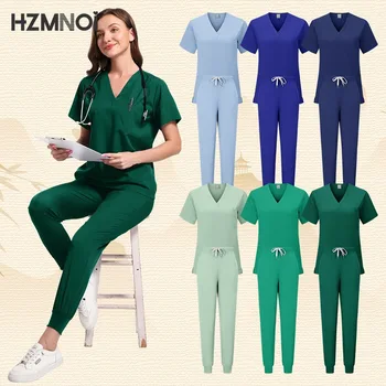 Uniforme de trabajo elástico fino de secado rápido para médicos y enfermeras, ropa para lavarse las manos para hombres y mujeres, bata quirúrgica para médico, conjuntos de batas médicas