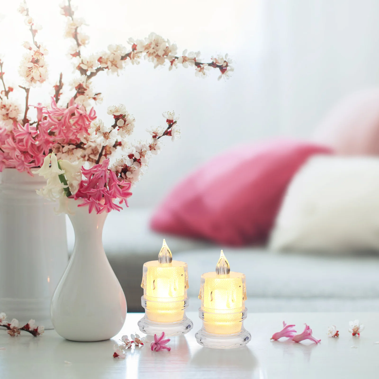 

12Pcs Clear Lamps LED Operated Festive Decorations Compact Size Bedside Desk Christmas Halloween