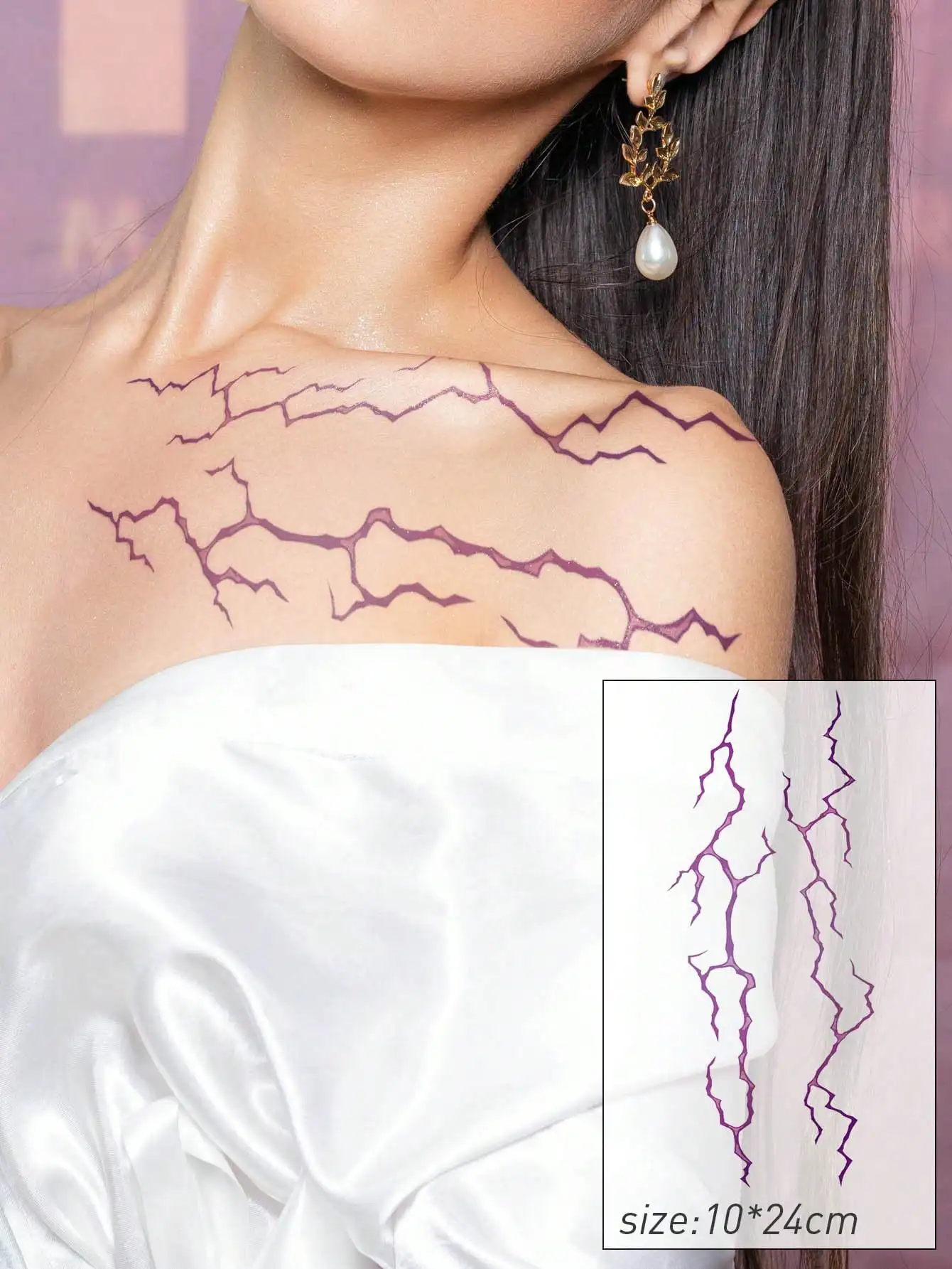 

Purple Simulation Blood Vessels, Lightning Patterns, Fake Tattoo Stickers, Daily Party And Holiday Outfits, Large Flower Arms, C
