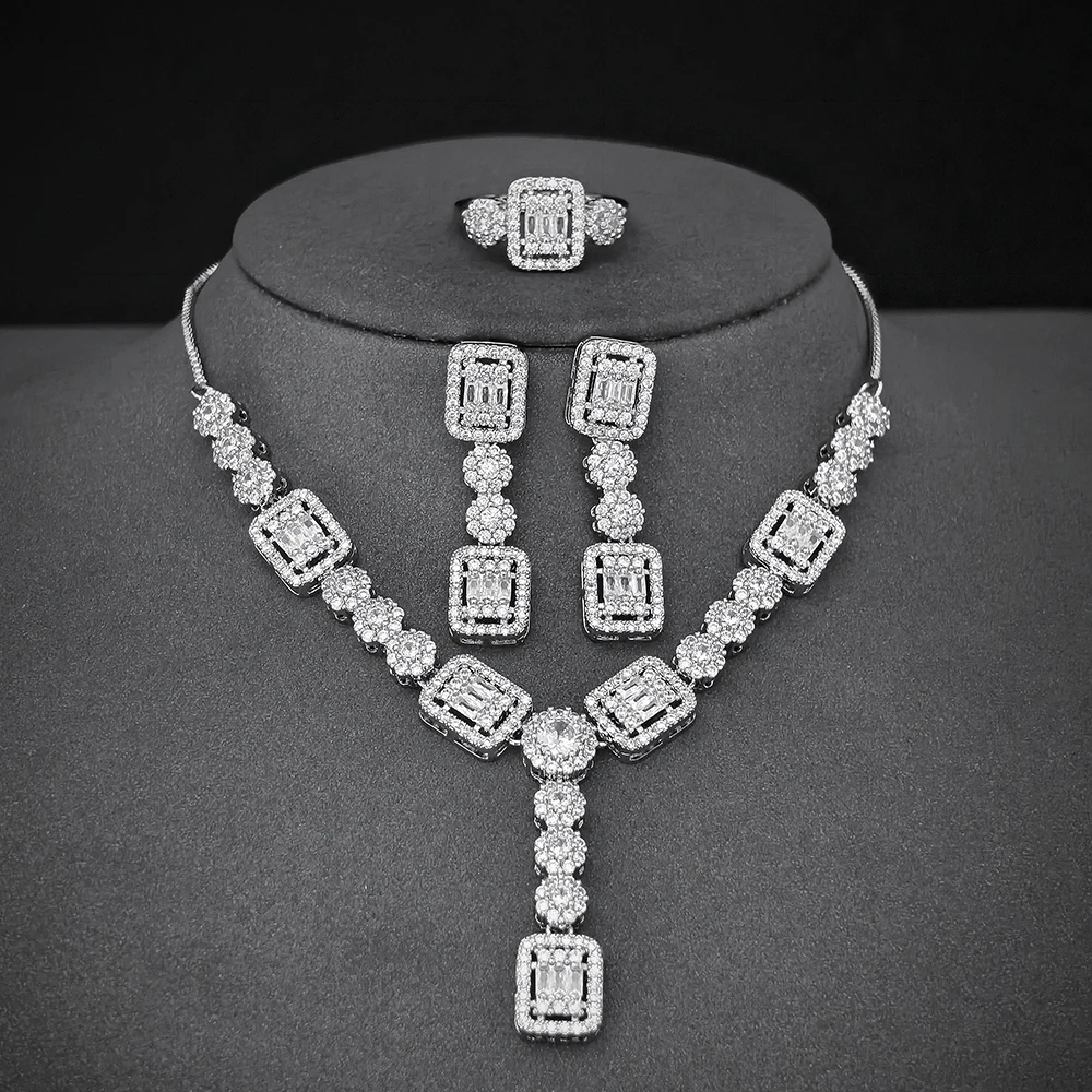 2024 New Unique Design Luxury Bride Jewelry Set for Women Anniversary Gift Jewelry Wholesale Moonso E053-R053-S053-X053