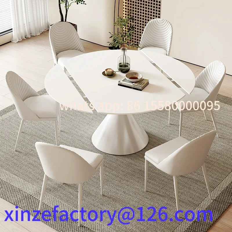 

Customizable Cream Wind Slate Retractable Folding Dining Table Household