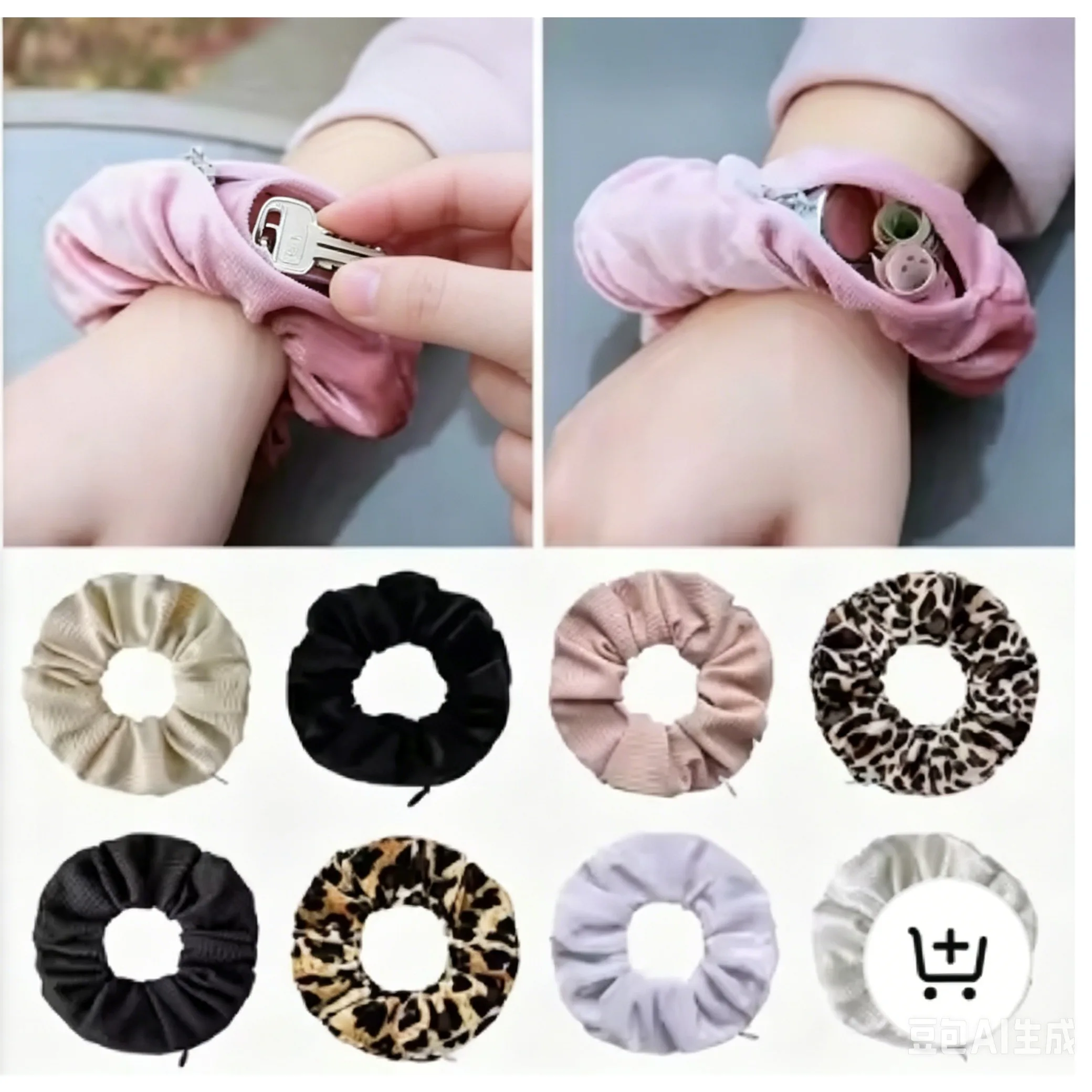 

High Quality Soft Fabric Scrunchie with Hidden Pocket Anti-Theft Hair Tie Elastic Hair Band Women Girls