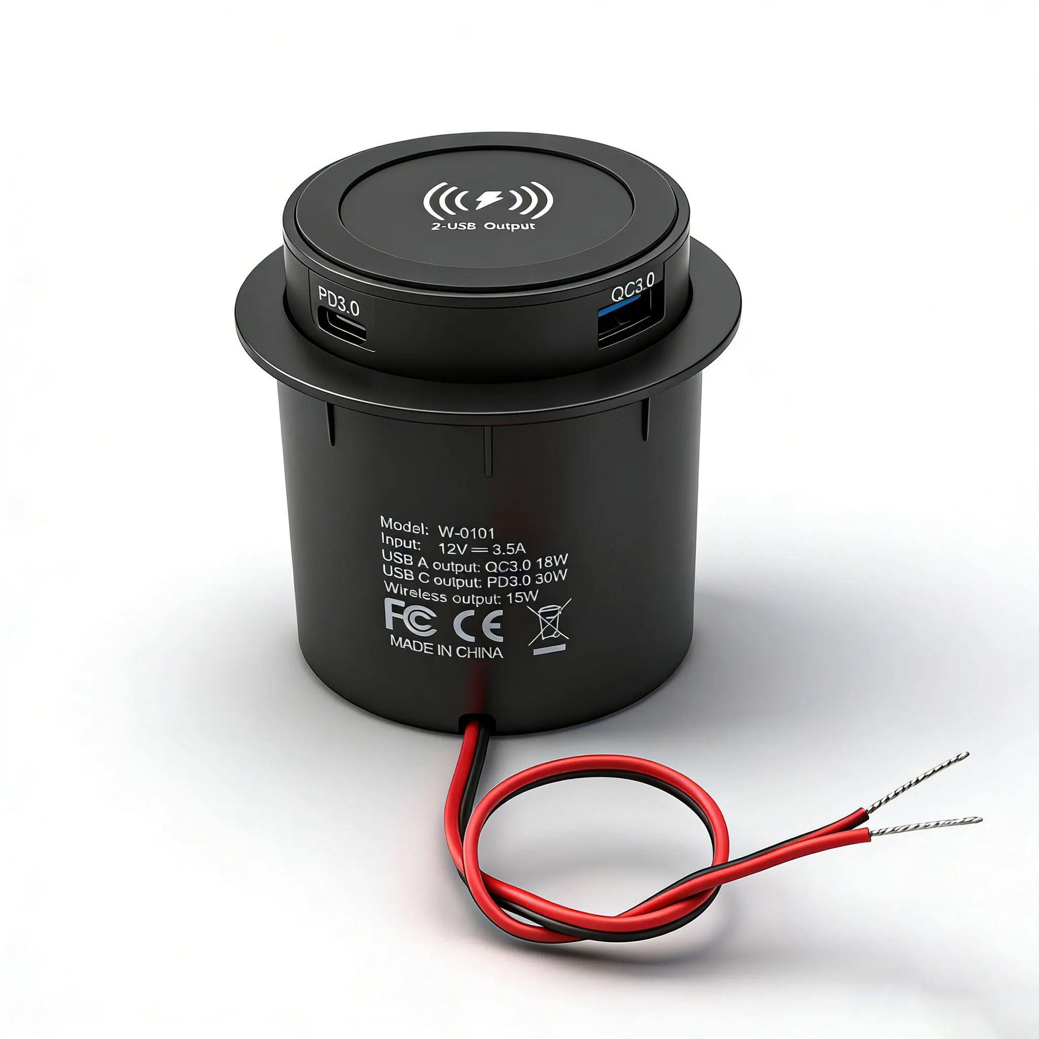 Factory 12V 24V Universal Dual Port Bus Car Socket Qc3.0 Usb Type C 20W Pd Usb Car Charger Wireless Charger