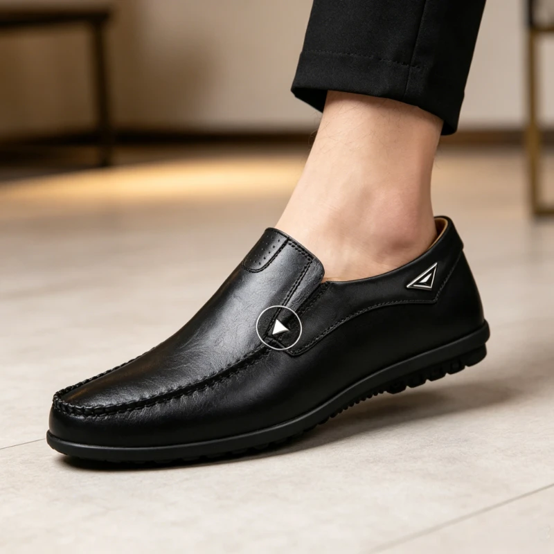 

Genuine Leather Men Casual Shoes Luxury Brand Mens Designer Loafers Moccasins Slip On Black Driving Shoes Zapatos Casuales
