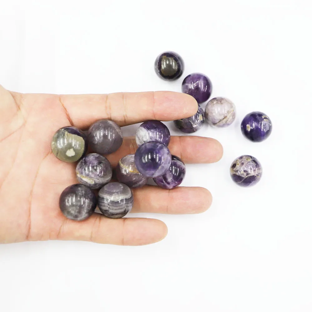 20MM Natural Stone Amethyst Non-porous Beads Ornament Round Loose Crystal DIY Necklace Bracelet Jewelry Making Accessories 12Pcs