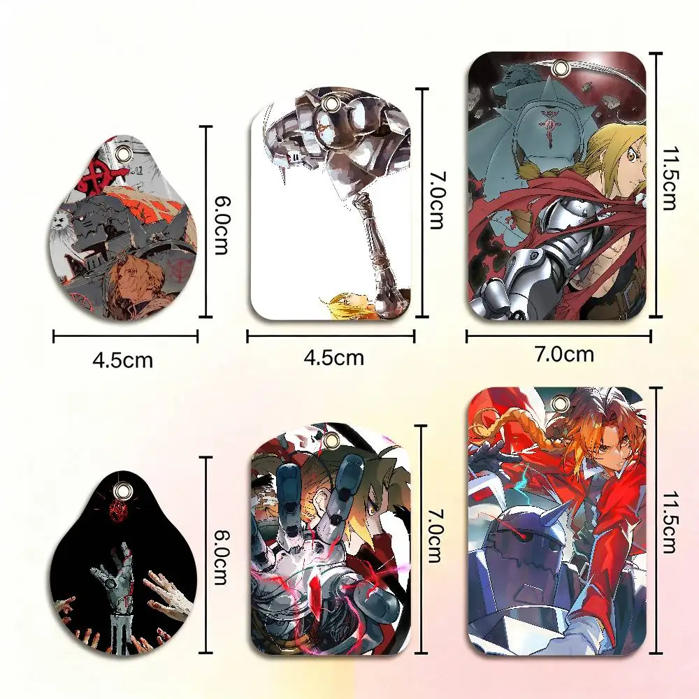 E-Edward E-Elric Card Case Leather Card Holder Keychain Key Ring Transportation Card Case With Lanyard