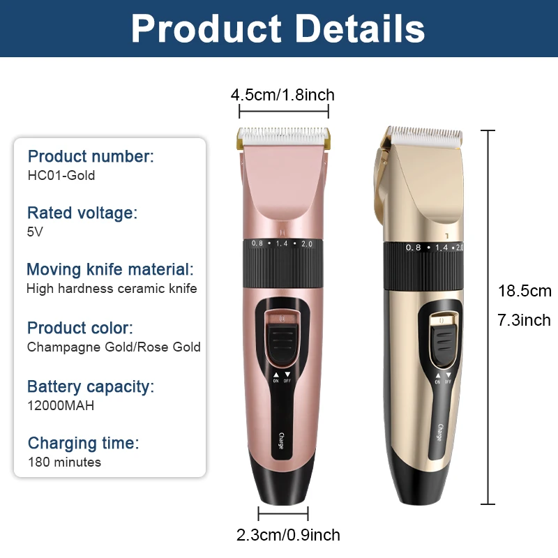 Dog Hair Clippers Electrical Pet Dog Clipper Grooming Trimmer Set For Cat Rabbit Cordless USB Rechargeable Pet Shaving Machine
