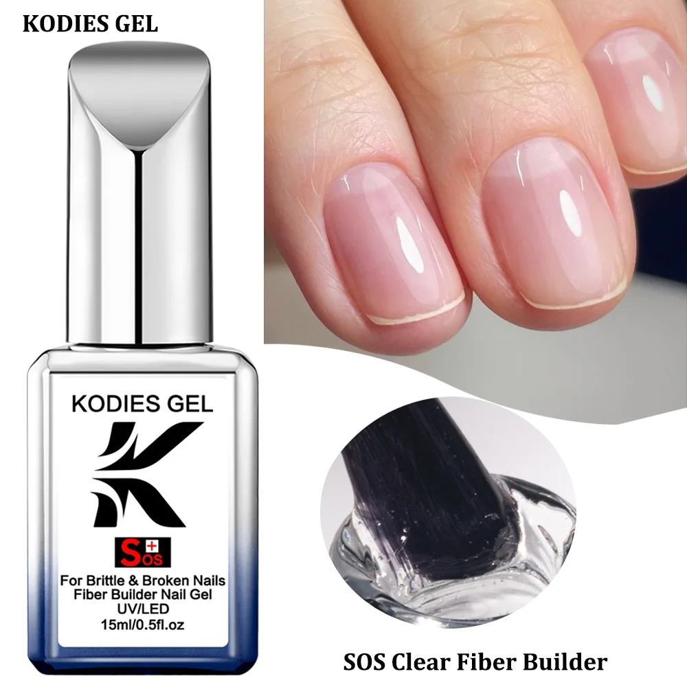 

KODIES GEL Fiber Builder Гель-лак для ногтей в бутылке Прозрачная молочно-белая резиновая основа Гель-лак для строительства Ремонт поврежденных ногтей