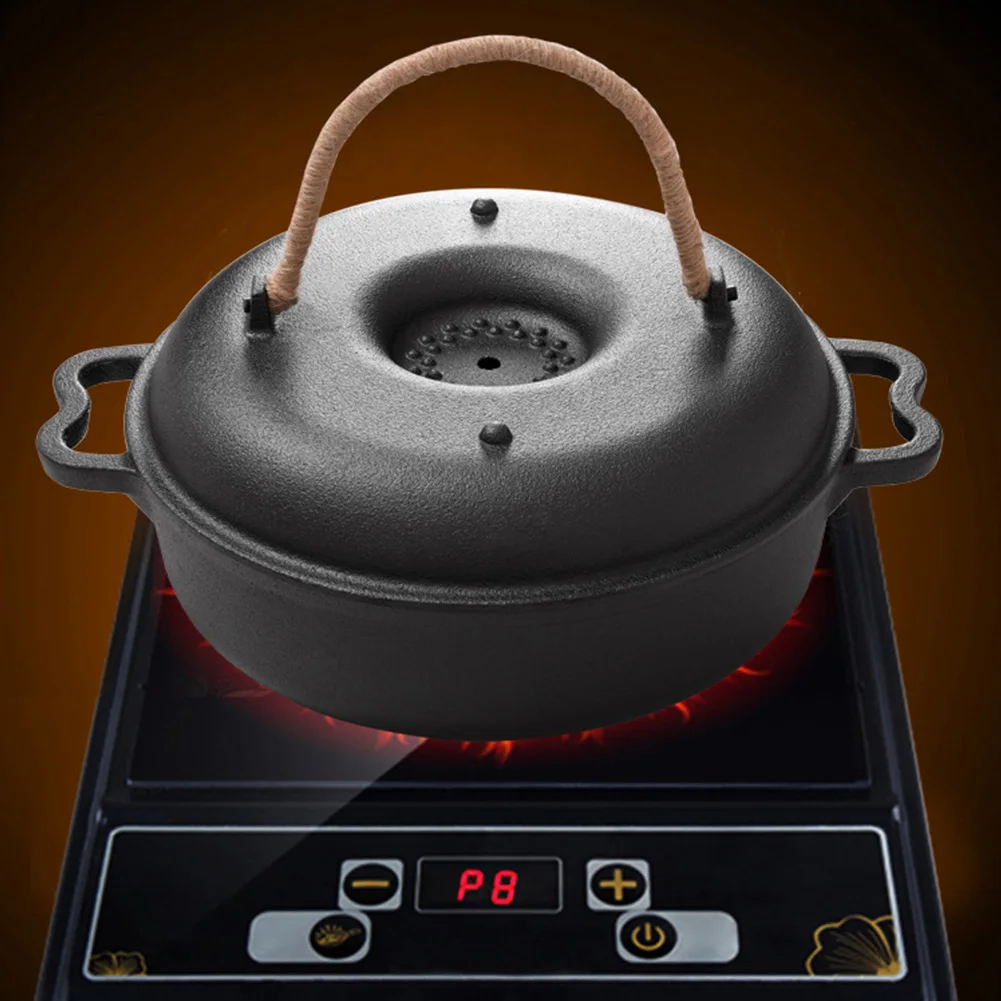 

Cast Iron Garlic Roaster Roasted Sweet Potato Pan W/Lid Baking Pan for Picnic Camping Patio Backyard Cooking