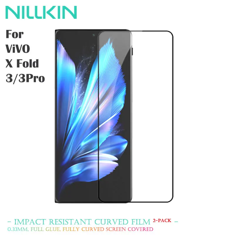 2 uds NILLKIN película curva resistente a impactos para Vivo X Fold 3/3 Pro, 9H antiexplosión y antiarañazos, ultrafina con kit de herramientas