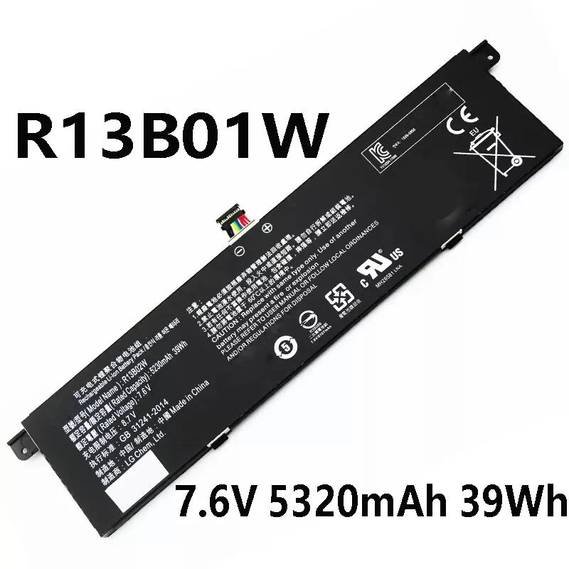 

R13B02W R13B01W 7.6V 39Wh Battery For Xiaomi Mi Air 13.3" Inch Series for fingerprinted and non-fingerprinted Version