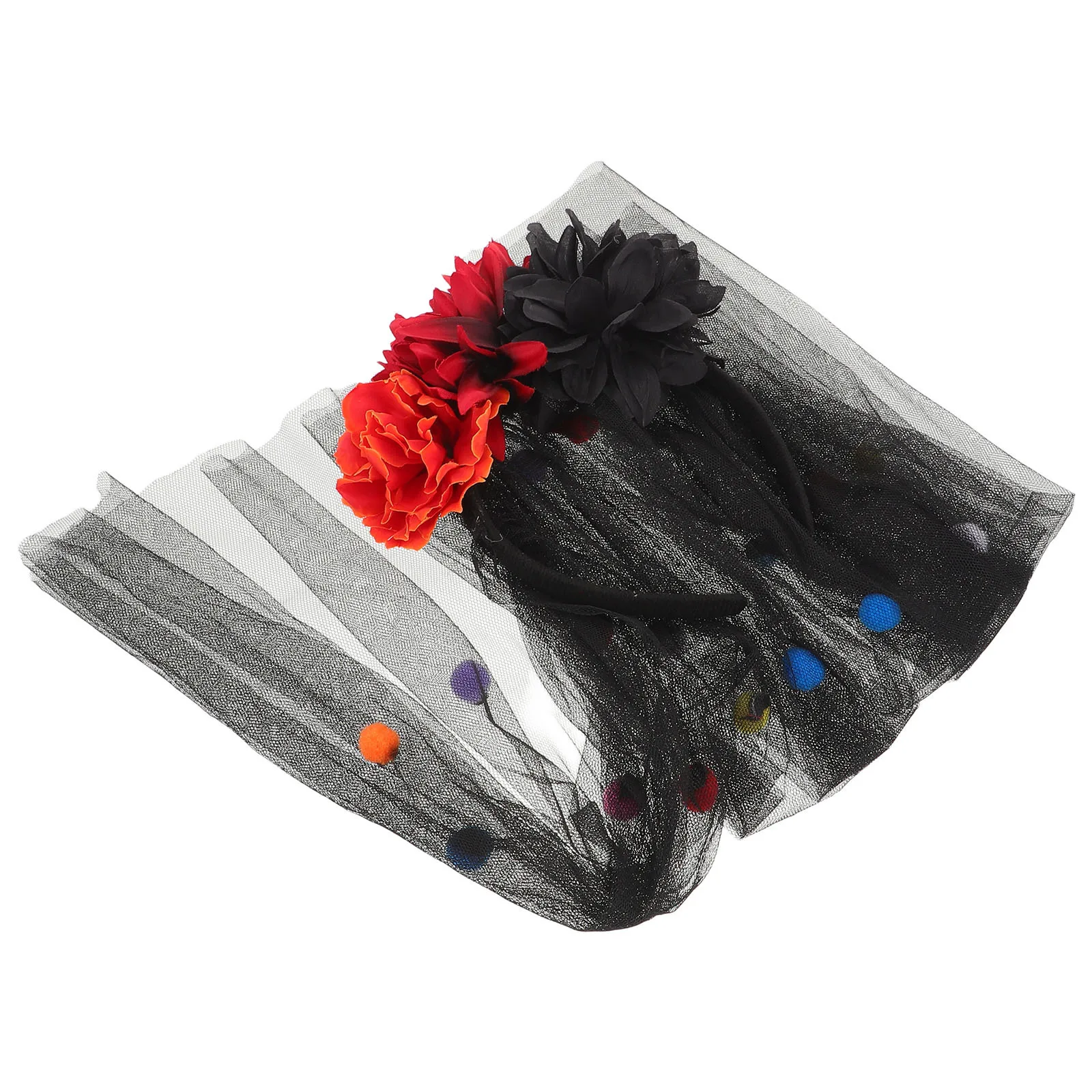 

Ghost Bride Headband Skull Flower Mesh Veil Halloween Costume Party Day of The Dead Dance Accessories Ghost Bridal Headband Veil