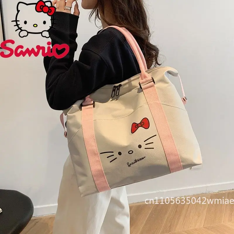 HelloKitty New Women's Travel Bag Large Capacity Hand Luggage Storage Packet Cartoon Versatile Short Distance Boarding Package
