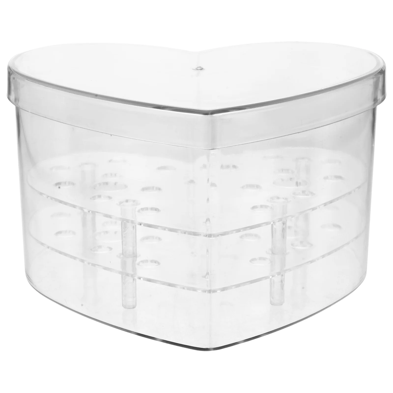 Heart -shaped Decorative Box Acrylic Rose Vase Decorate Eternal Flower Holder Case