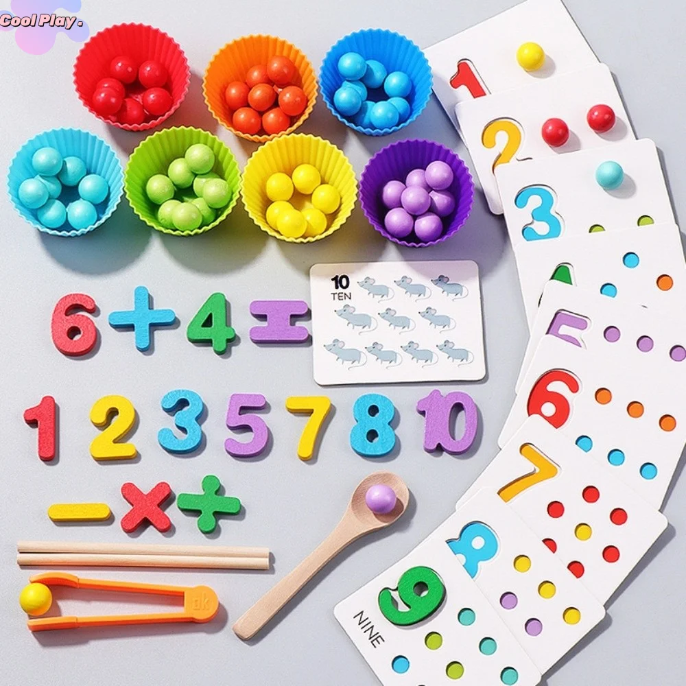 

Wooden Clip Beads Toy Early Educational Fine Motor Training Color Matching Beads Game Colorful Arithmetic