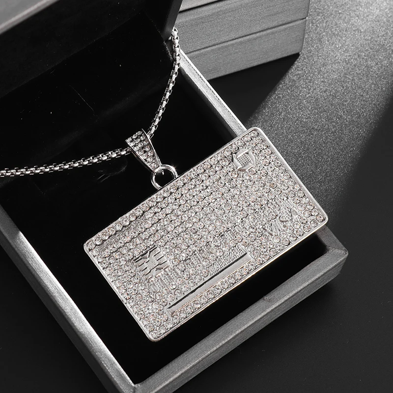 New Hip-Hop Micro-Encrusted Zircon Creative Visa Card Pendant European and American Trendy Male Hip-Hop Rap Accessories