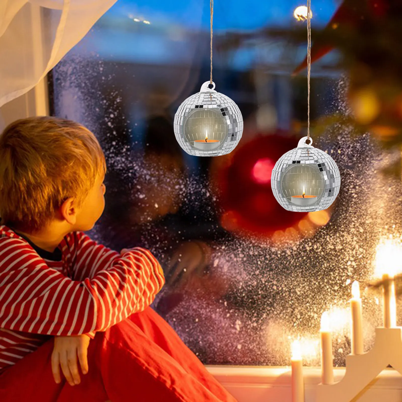 Office Lighting Decor - Glass Hanging Globe Holder Tea Light