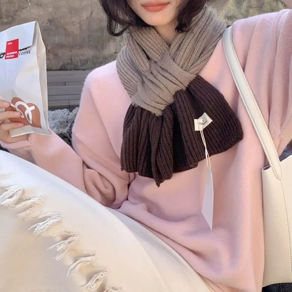 Fashion Warm Cross Scarf Soft Solid Color Knitted Scarves Small Neckerchief Winter