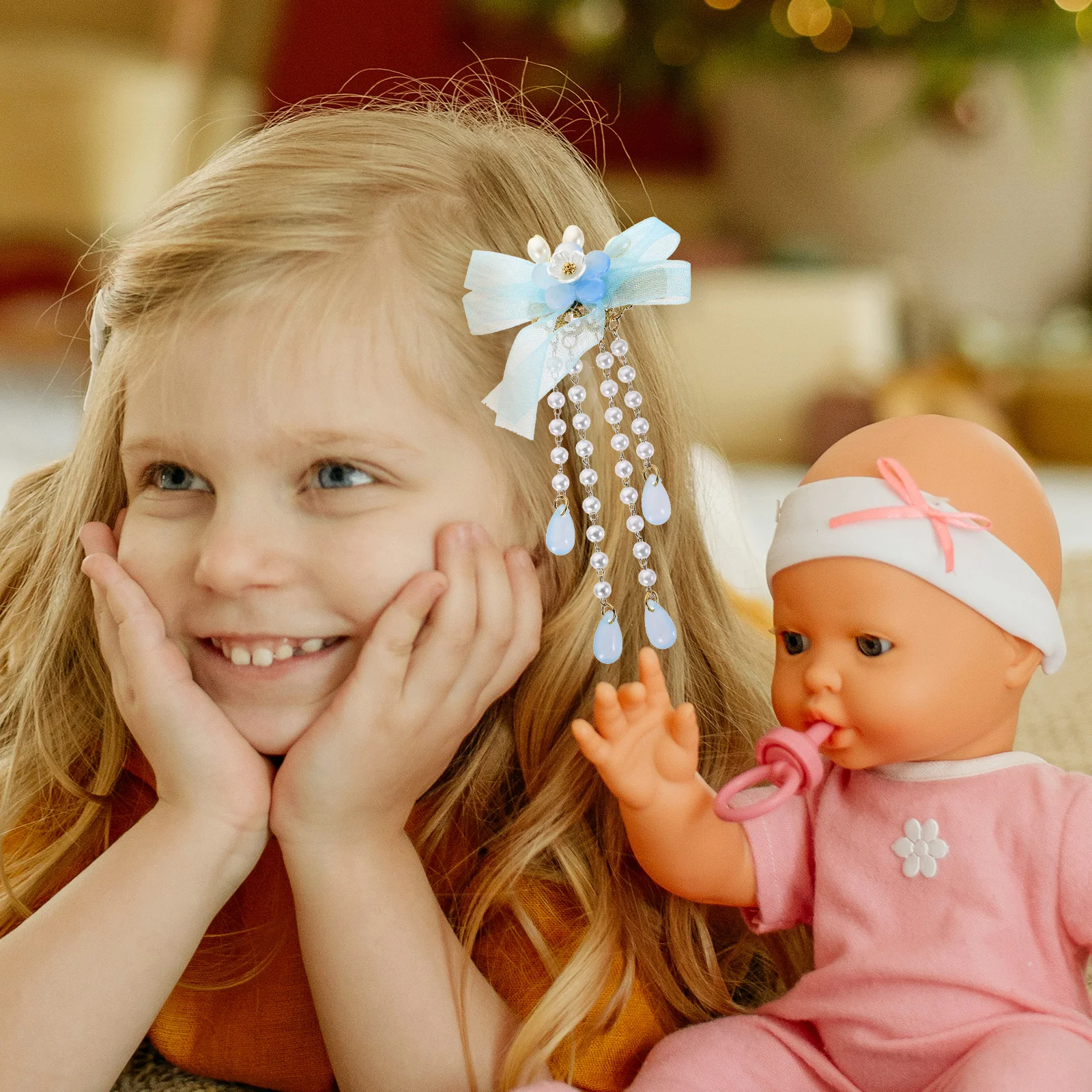 

2 Pcs Flower Hair Accessories Not Easy to Deform Barrettes Little Girls The Flowers Family Gathering Cute Clips Tassel Alloy