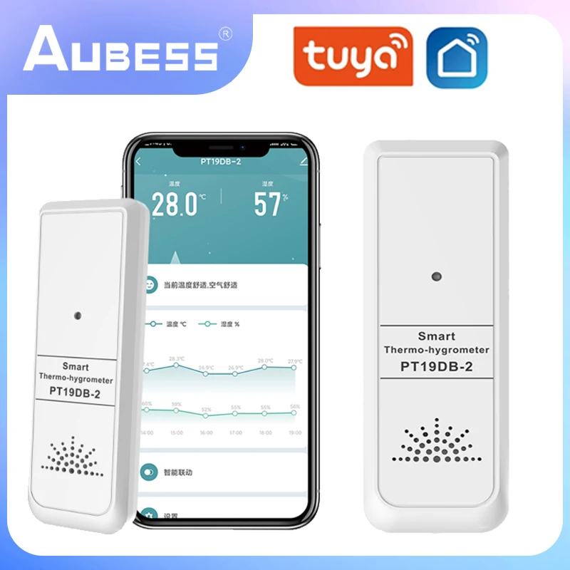 Tuya Smart Outdoor Temperature Humidity Sensor -20℃-70℃ Detection Range Mobile App Remote Monitoring Support Bluetooth Gateway