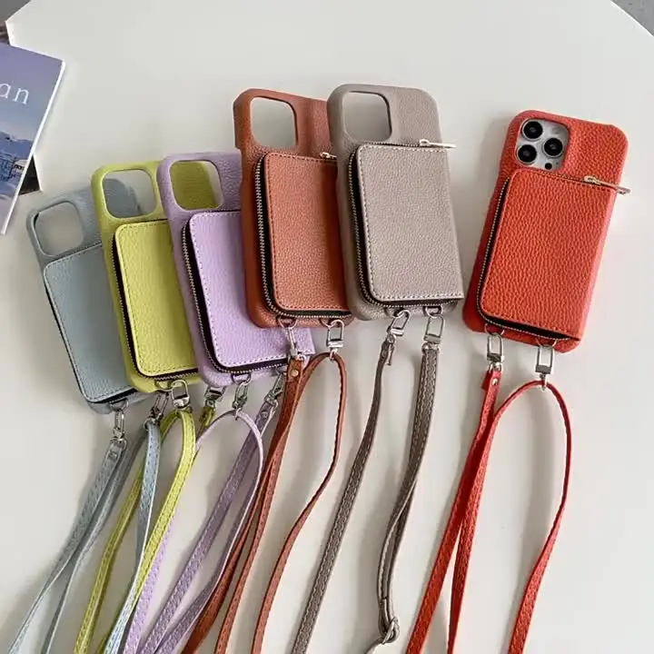 Étui portefeuille en cuir PU pour iPhone 17 Air 16 E 15 14 13 12 Pro Max Plus avec bandoulière et porte-cartes