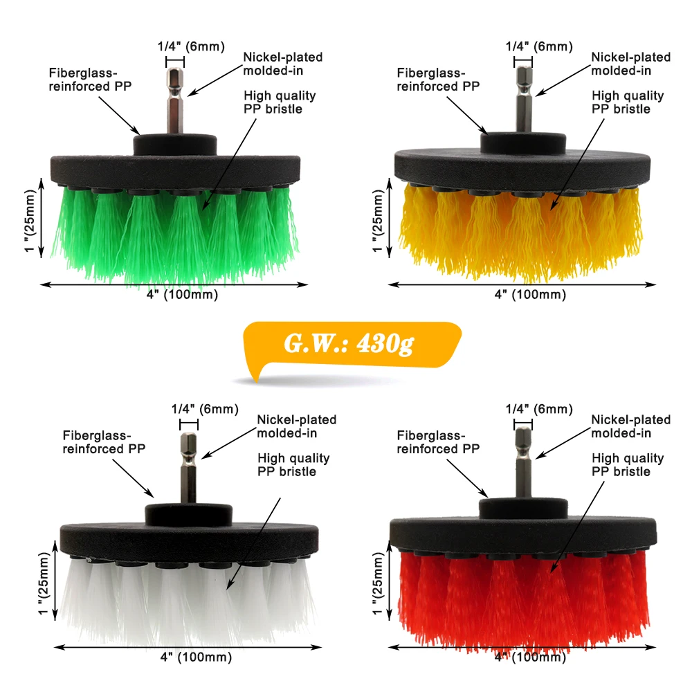Juego de cepillos de limpieza eléctricos para ducha, baño, coche, cuero, plástico, Kit de limpieza de muebles de madera, 4 piezas