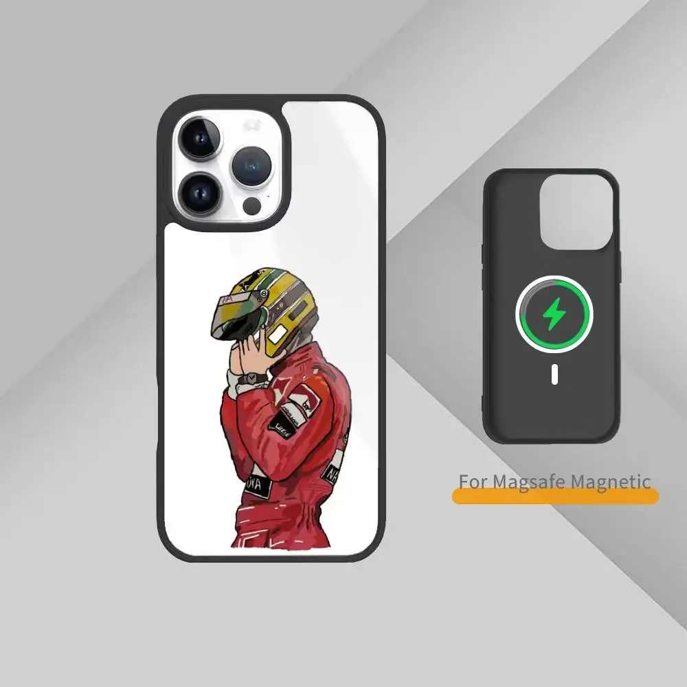Capa de telefone Racing Driver A-Ayrton S-Senna para iPhone17,16,15,14,13,12,11 Plus,Pro Max magnético para carregamento sem fio Magsafe