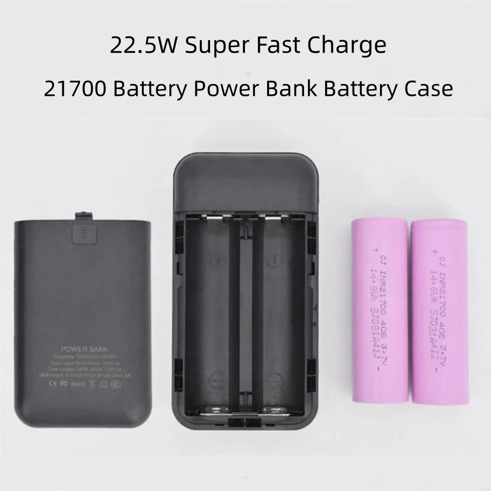 PD 22.5w 21700 Battery Power Bank Battery Case Fast Charging Module S620 Chip DIY 2 Cell Battery Detachable Powerbank 10000mAh