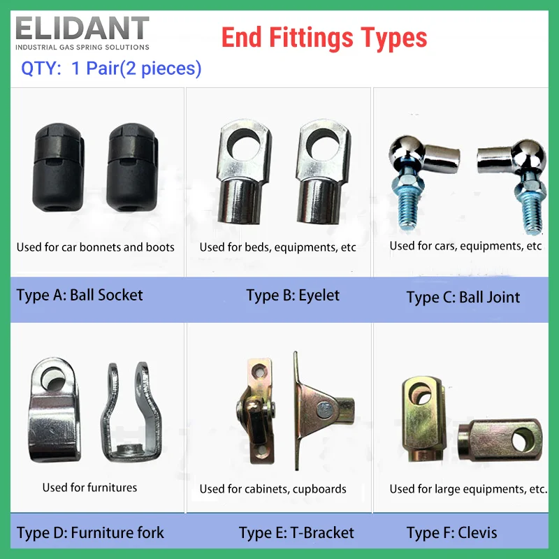 2PCS M6 M8 Female Male Thread Gas Spring Strut Joint Connector End Fitting Replacement Fixed Mounting Accessories Hardware