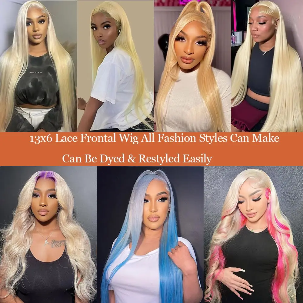 شقراء 613 شعر مستعار مستقيم شعر الإنسان 13x6 HD الدانتيل الجبهة خصلات الشعر المستعار الإنسان 200% الكثافة 613 الدانتيل الجبهة البرازيلي ريمي شعر مستعار 26 بوصة #5